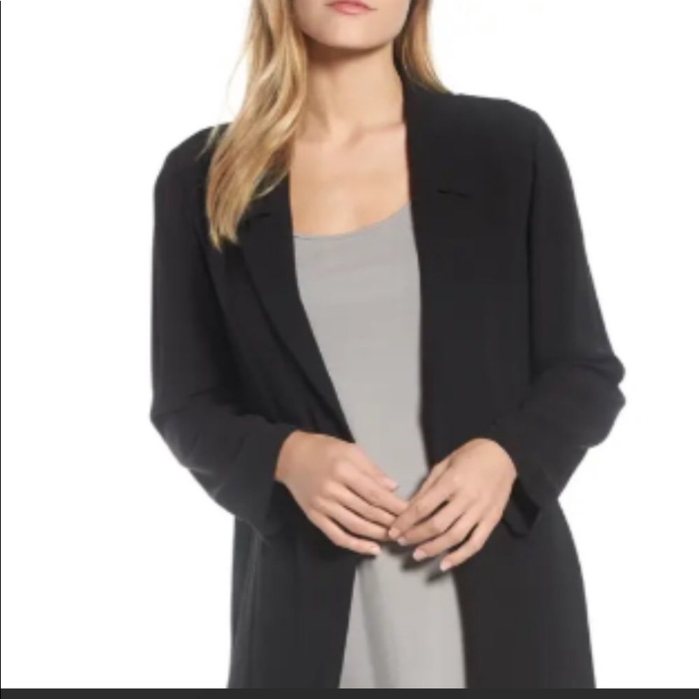 Eileen Fisher 100% Silk Jacket- Black- Size S